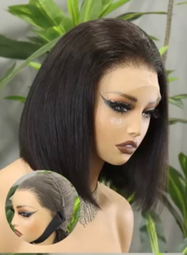 12 Inch HD Lace Bob Wig – Raw Human Hair Straight Bob Wig