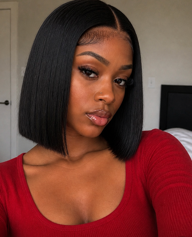 6 Inch HD Lace Bob Wig – Raw Human Hair Straight Bob Wig