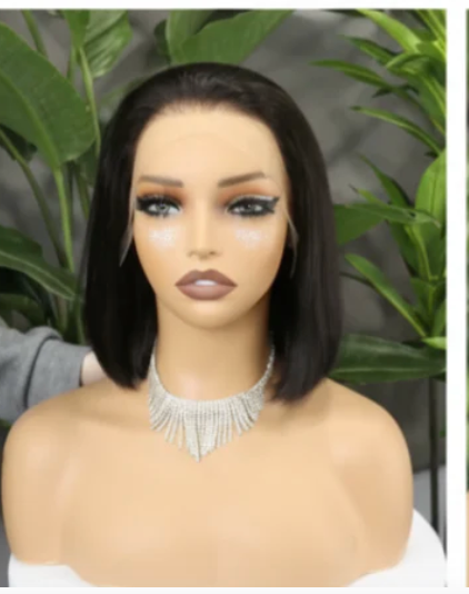 12 Inch HD Lace Bob Wig – Raw Human Hair Straight Bob Wig