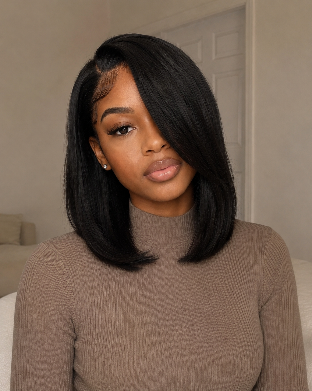 12 Inch HD Lace Bob Wig – Raw Human Hair Straight Bob Wig