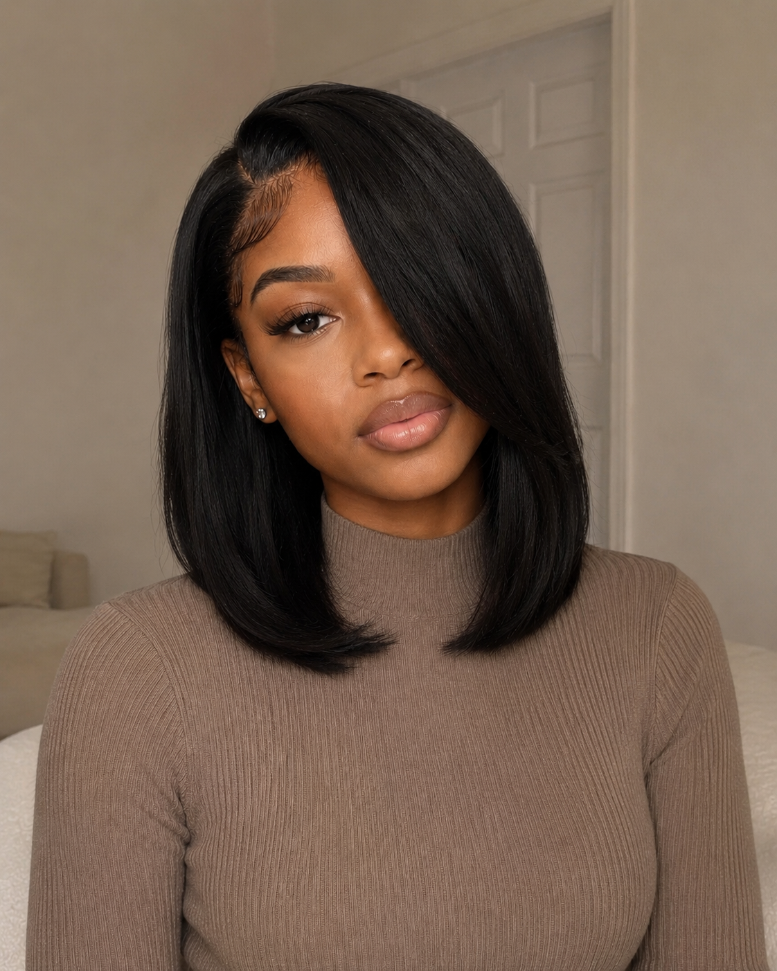 12 Inch HD Lace Bob Wig – Raw Human Hair Straight Bob Wig