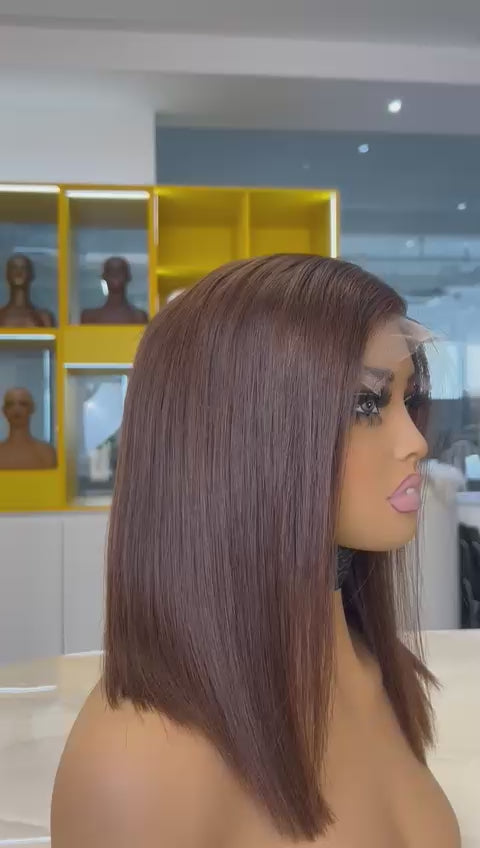 12 Inch HD Lace Bob Wig – Sleek Straight Human Hair Wig